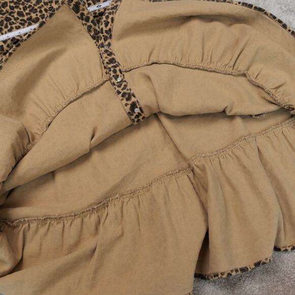 She Street Leopard Print Tan Denim Tiered Shirt Dress Womens Size SM - Picture 13 of 14